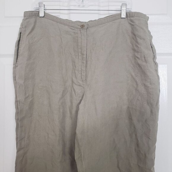LL Bean Linen Pants Womens Size 18 Beige Coastal Neutral Outdoor Pockets - Picture 2 of 10